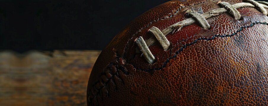 Football Fever A Leather Football with a Stitched-Up Center Generative AI