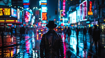 NYC Nightlife A Rainy Night on Broadway Generative AI