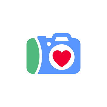photo camera icon or Valentines day symbol, holiday sign designed for celebration, vector trendy modern style.