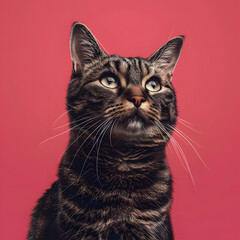 Fototapeta premium Beautiful Cat Isolated by Vibrant Colored Background Generative AI 