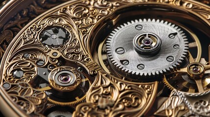 Fototapeta na wymiar Golden Gears: A Timepiece with a Modern Twist Generative AI