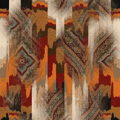 Abstract,Ikat,batik print,madhubani,kalamkari,block-print,Geometric,Ajrakh Pattern and Background digital printing textile