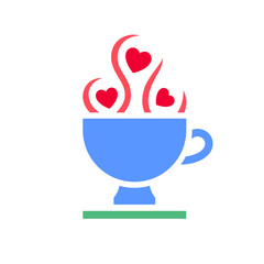 cup icon or Valentines day symbol, holiday sign designed for celebration, vector trendy modern style.