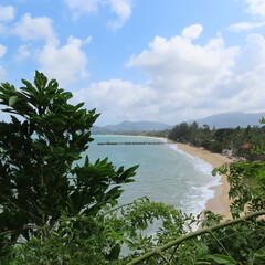 Fototapeta na wymiar View of Maenem Beach, with beautiful beach in February on Ko Samui island in Thailand