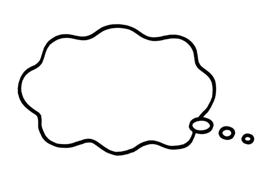 ラフな線で描いた波形の線の考え中の吹き出し