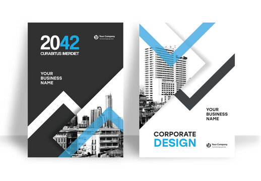 Blue and Black Geometric Book Cover Layout