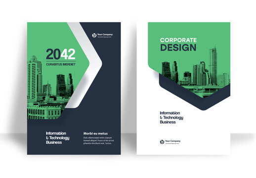 Green and Black Geometric Book Cover Layout