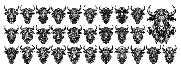 Bundle of cyborg bull head tshirt illustration design