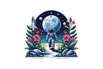 astronaut logo and vector t shirt design.