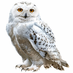 Drawing of a snowy owl on white background (isolated)