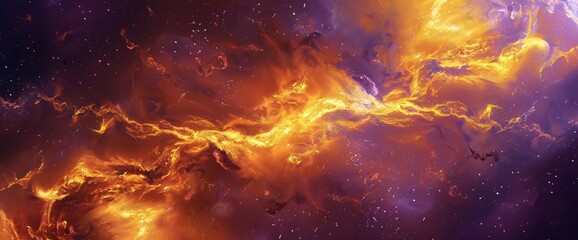 Galaxy Glow A Celestial Splash of Fire and Purple Generative AI - obrazy, fototapety, plakaty