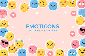 Hand drawn cartoon emoticons background