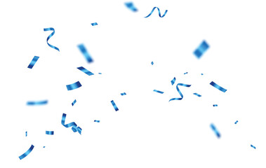 Falling blue confetti and ribbon, isolated on white background - 757880242