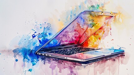 Colorful Laptop Art A Monthly Event Celebration Generative AI