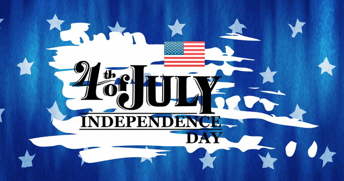 Naklejki Image of 4th of july independence day text over stars on blue background