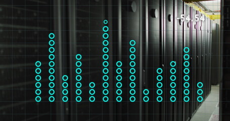 Image of mathematical equations over server room