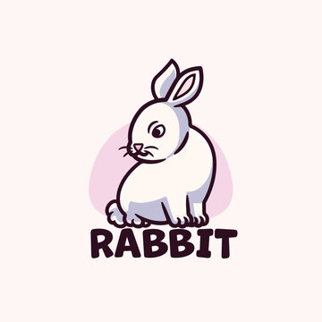 Rabbit Logo Cartoon Character Vector Illustration