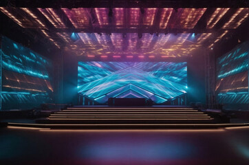 led panels stage with holographic displays mock-up