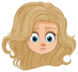 Cartoon of a blonde girl with a concerned expression