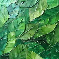 Fototapeta premium Bright Green Painting of Leaves generative ai