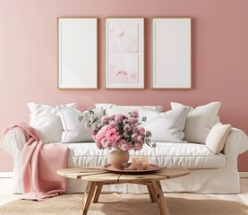 Fresh Flower Arrangement on a Modern Coffee Table Generative AI