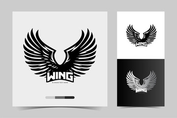 black and white minimalist wing vector logo, Wings badges. Collection wings badges. Vector illustration.