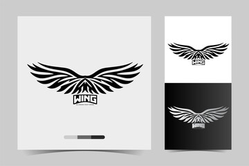 black and white minimalist wing vector logo, Wings badges. Collection wings badges. Vector illustration.