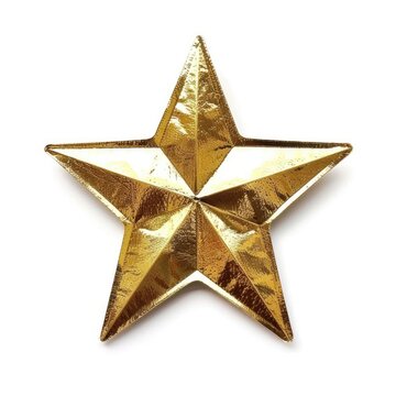 Gold Star Sticker Isolated on White. Creative Object for Achievement, Education and Learning