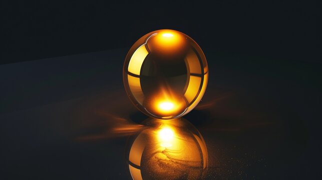 Glowing Yellow Ball in a Black Mirror A Catchy and Optimized Adobe Stock Title for the Month of February Generative AI