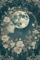 Moonlit Beauty A Flower-Filled Fantasy for the Full Moon Generative AI