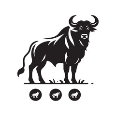 Gaur Silhouette Vectors: Majestic Wild Bull Designs for Wildlife Enthusiasts and Creative Projects. Gaur Vector, Gaur Illustration.