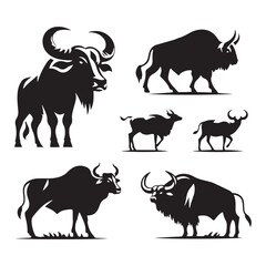 Gaur Silhouette Vectors: Majestic Wild Bull Designs for Wildlife Enthusiasts and Creative Projects. Gaur Vector, Gaur Illustration.