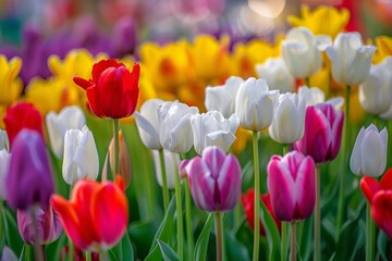 Blooming Beauties A Colorful Bouquet of Tulips and Daffodils Generative AI