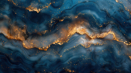 Fototapeta premium Blue and Gold Marble Background