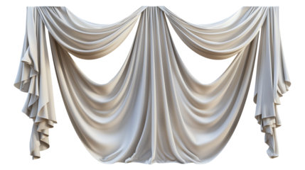 Graceful white drapery in elaborate folds, isolated on transparent background.