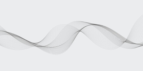 Abstract wave element for design. Digital frequency track equalizer. Stylized line art background. Vector illustration. Wave with lines created using blend tool. Curved wavy line, smooth stripe.