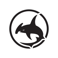 Hammerhead Horizon: Vector Silhouettes of Sleek Shark for Oceanic Enthusiasts and Creative Designs, Hammerhead shark vector illustration.