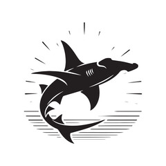 Hammerhead Horizon: Vector Silhouettes of Sleek Shark for Oceanic Enthusiasts and Creative Designs, Hammerhead shark vector illustration.
