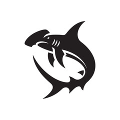 Hammerhead Horizon: Vector Silhouettes of Sleek Shark for Oceanic Enthusiasts and Creative Designs, Hammerhead shark vector illustration.