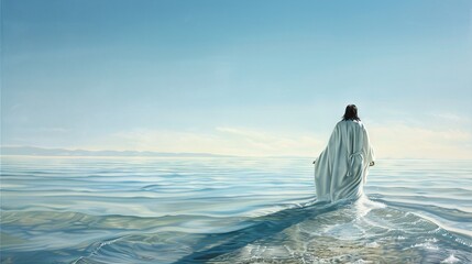 Jesus Walks on Water A Surreal Portrait of the Messiah Generative AI