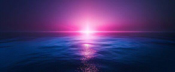 Pink Sunset Over the Ocean A Glimpse of the Monthly Full Moon Generative AI