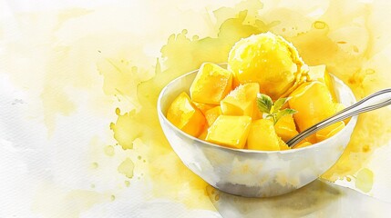 Fruit Salad with a Twist A Yellow Fruit Bowl with a Fresh Fruit Topping Generative AI