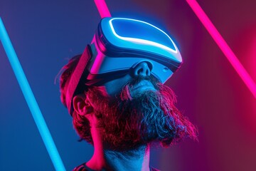 VR Beard A Glowing Beard in a VR World Generative AI