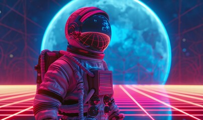 Astronaut in Space Suit with Pink Neon Background Generative AI