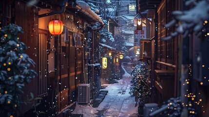 Snowy Night in the City A Winter Wonderland Generative AI