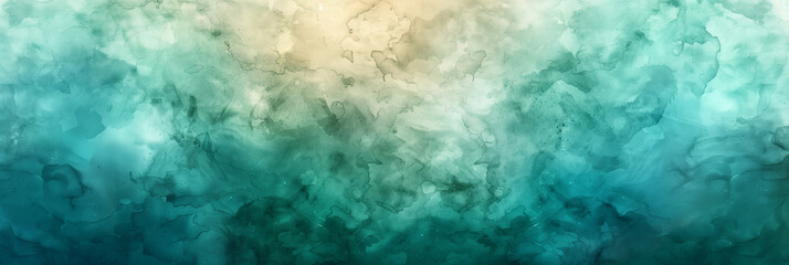 Fototapeta na wymiar Abstract blue-green watercolor background with cloudy center texture 