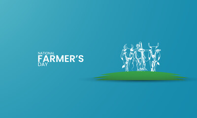 Happy Farmers Day, Farmers day creative Design, Farmr. cow, land, brush, pen, Farmers day banner, poster, vector illustration, 3D - Powered by Adobe
