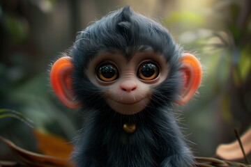 Cute Baby Cartoon Monkey Ape Generative AI