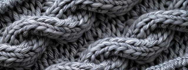 Knitted sweater braided pattern texture. Template for banner background.