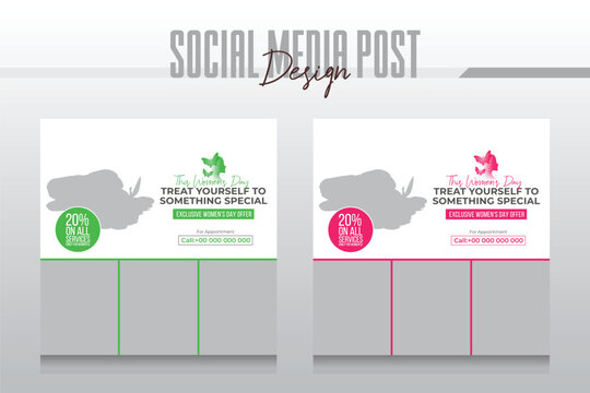Spa and beauty care social media post or flyer template design